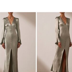 Shona Joy Elegant Long Sleeve Gray Dress